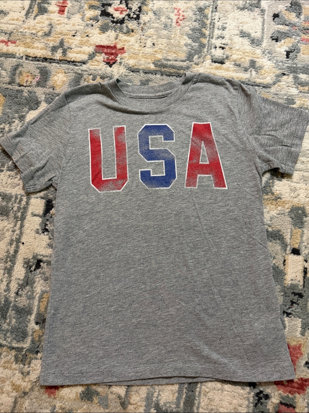 Peek Gray Tee with Red & Blue USA Graphic
